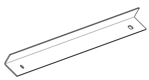 Strebenartiges Metallteil mit einer langen, schmalen Form, versehen mit einem Loch an jeder Seite zur Befestigung. Produkt von Wolf.